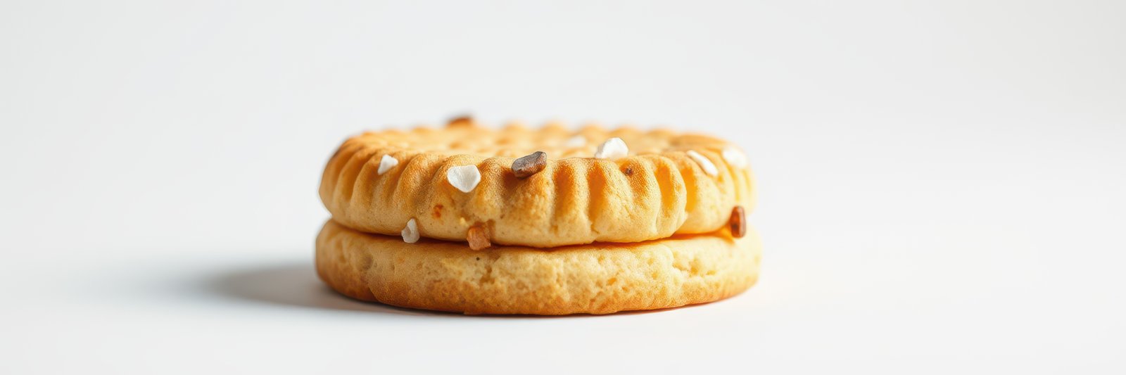Delicious cookie sandwich with cream filling on a white background perfect for dessert lovers
